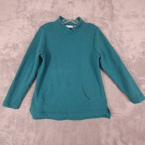 D&Co Active Womens Sweatshirt Pullover Green Long Sleeve Pockets Funnel Neck‎ XS